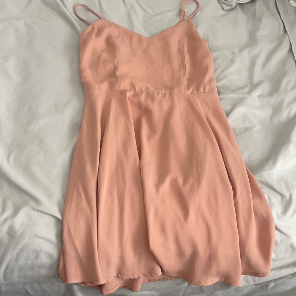 Light pink cocktail dress- ANGL. Caged back. Size S.